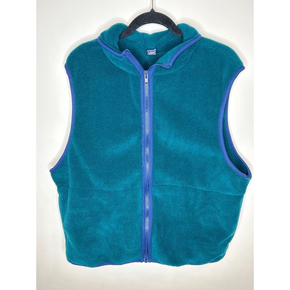 FRANK Lands End Size Large Blue And Turquoise Vest Size Large Womens